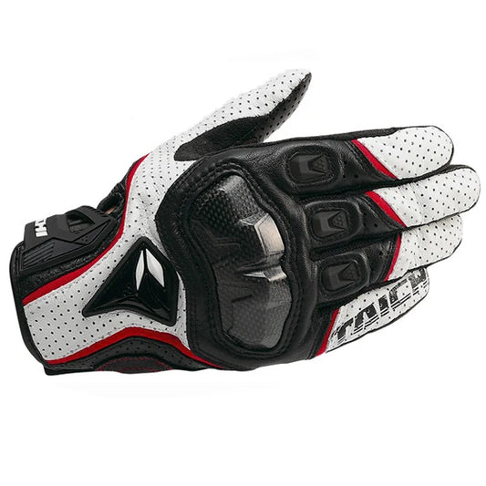 Gants Moto Cuir Tactiles Blanc Rouge