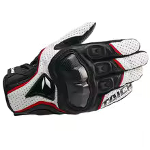 Gants Moto Cuir Tactiles Blanc Rouge