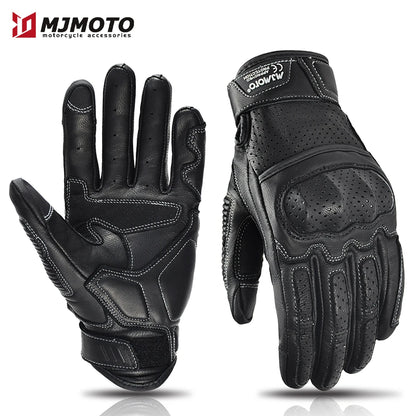 Gants Moto Cuir Perforé Rétro CE