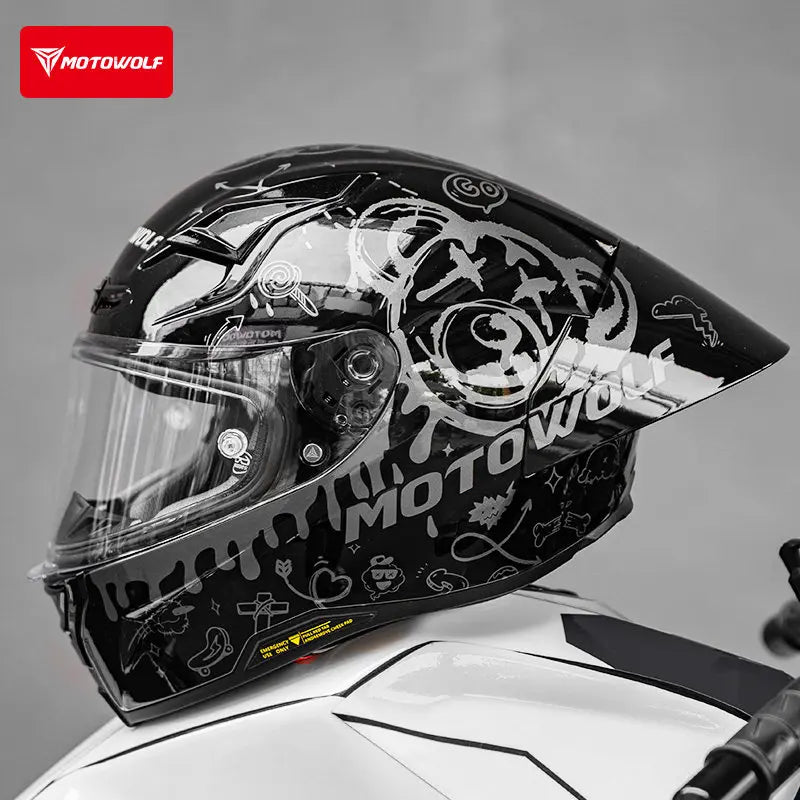 Casque de moto MOTOWOLF H1 integral pour hommes et femme