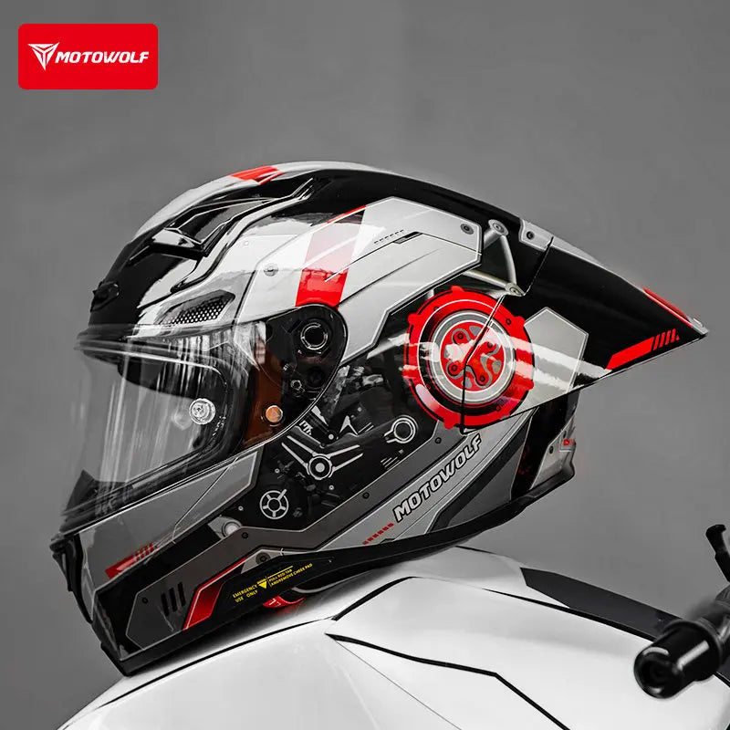 Casque de moto MOTOWOLF H1 integral pour hommes et femme
