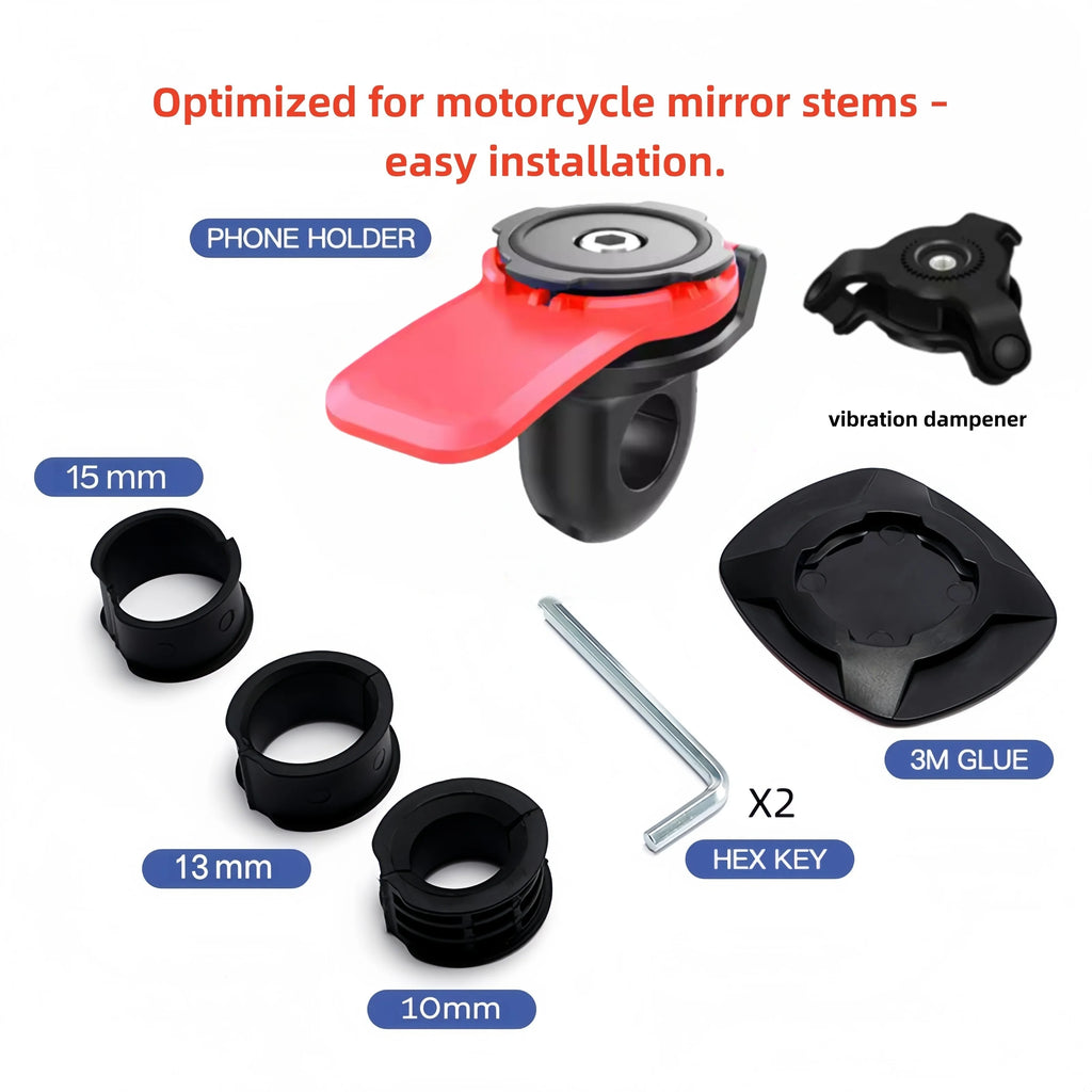 Motorcycle Rearview Mirror Phone Holder with Shock Absorber Universal Bracket Suitable for Most Motorcycles and Bicycles