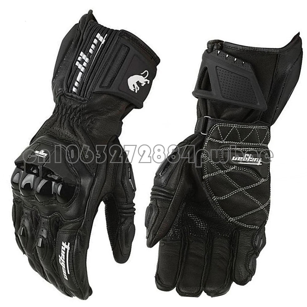 Gants Moto Longs Cuir Carbone Noir