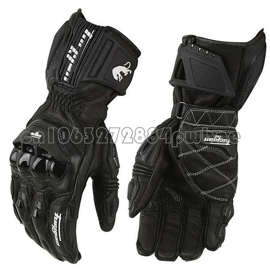 Gants Moto Longs Cuir Carbone Noir