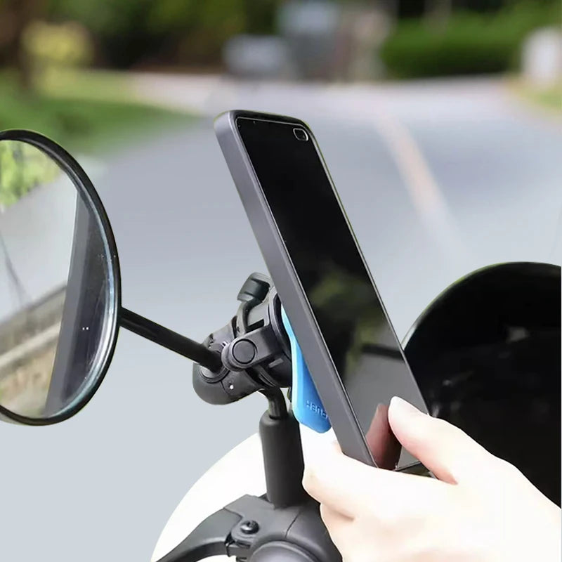 Motorcycle Rearview Mirror Phone Holder with Shock Absorber Universal Bracket Suitable for Most Motorcycles and Bicycles