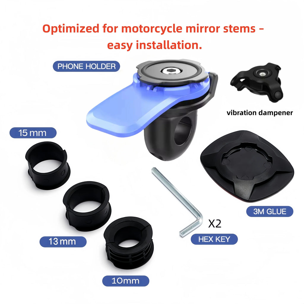 Motorcycle Rearview Mirror Phone Holder with Shock Absorber Universal Bracket Suitable for Most Motorcycles and Bicycles