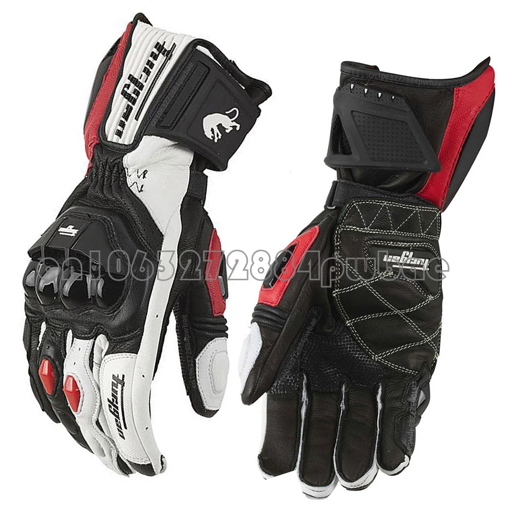 Gants Moto Cuir Carbone Noir Rouge