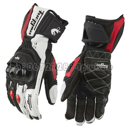 Gants Moto Cuir Carbone Noir Rouge