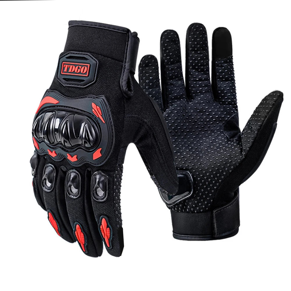 Gants Moto Été Cuir Respirant Noir Rouge