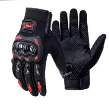 Gants Moto Été Cuir Respirant Noir Rouge