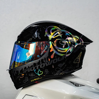 Casque de moto MOTOWOLF H1 integral pour hommes et femme