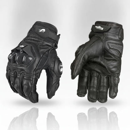 Gants Moto Courts Cuir Protection Carbone